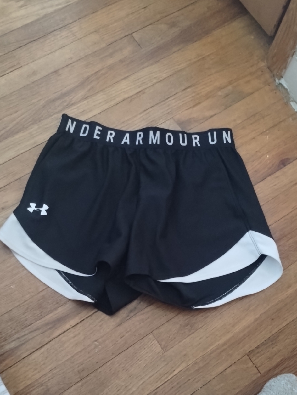 Under Armour Black Athletic Shorts with White Accents